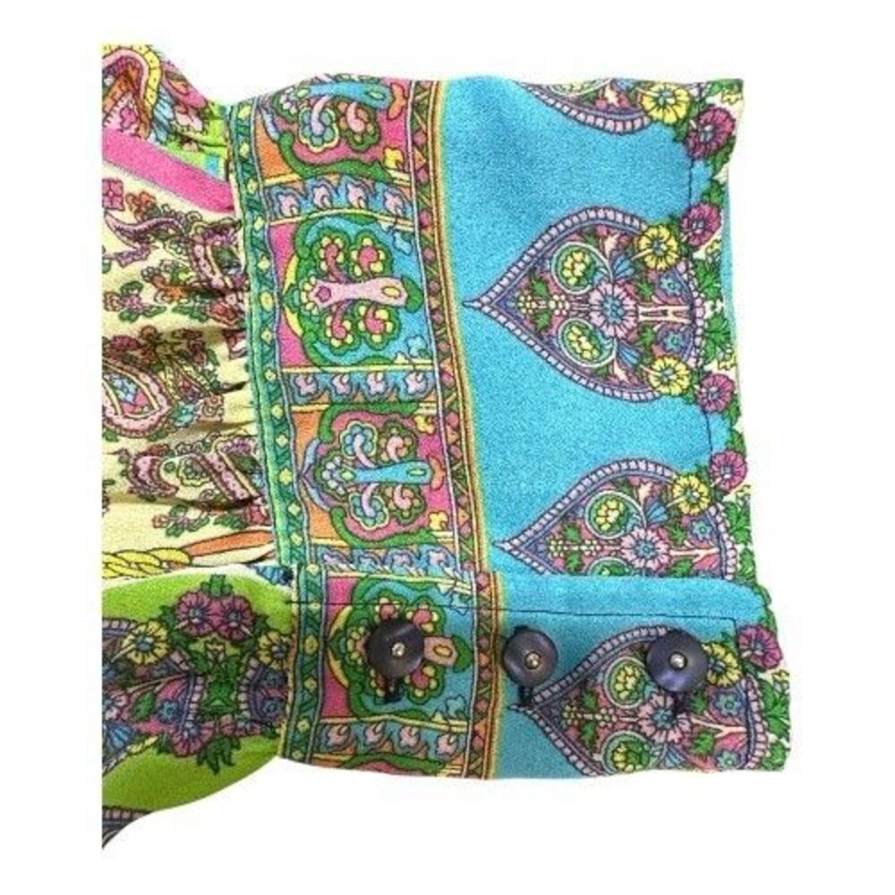 Boho Peasant Blouse Paisley Patchwork Tassel 3X - Picture 7 of 10